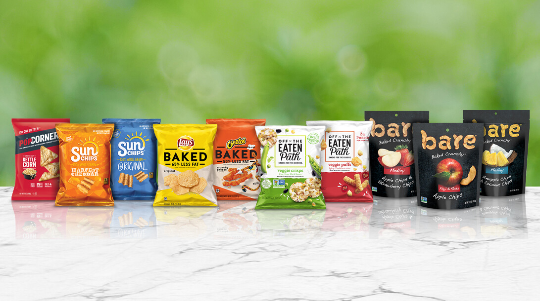 Different packages of brands of healthy snacks